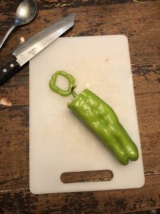 Prepping the frying pepper