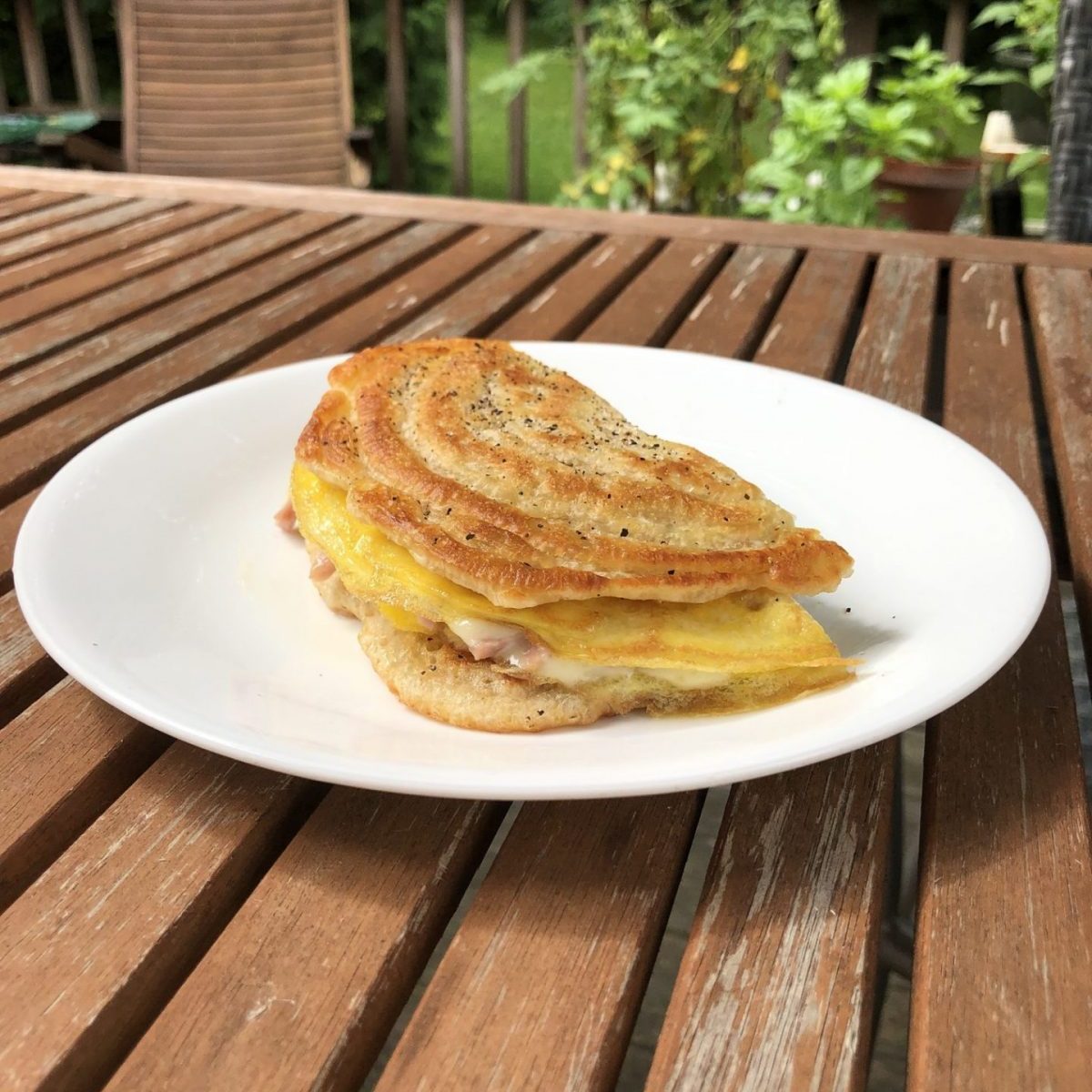 Sourdough Starter Ham and Cheese Omelette Breakfast Sandwich